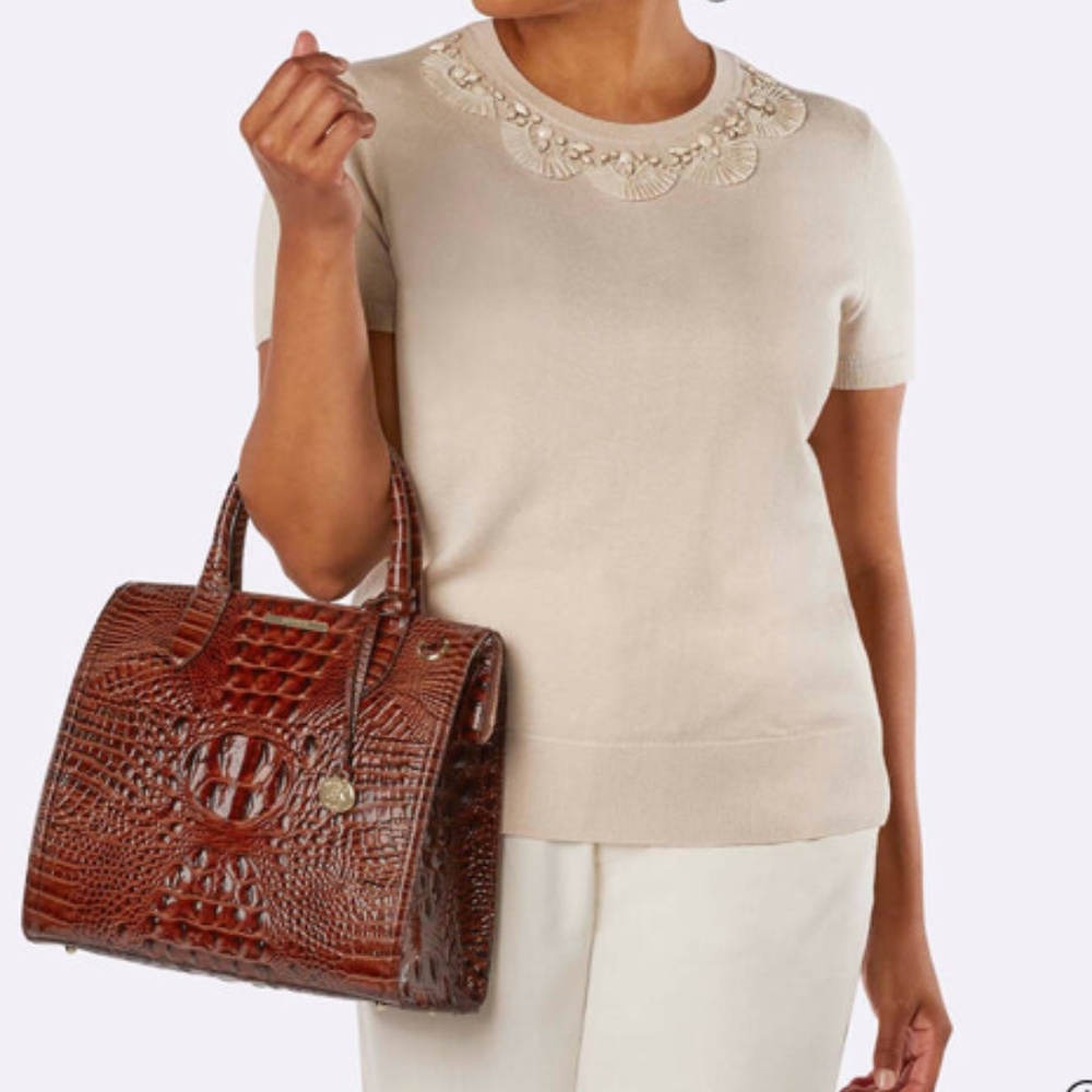 Brahmin Caroline Silver Lining Melbourne Satchel NWOT - Picture 8 of 15